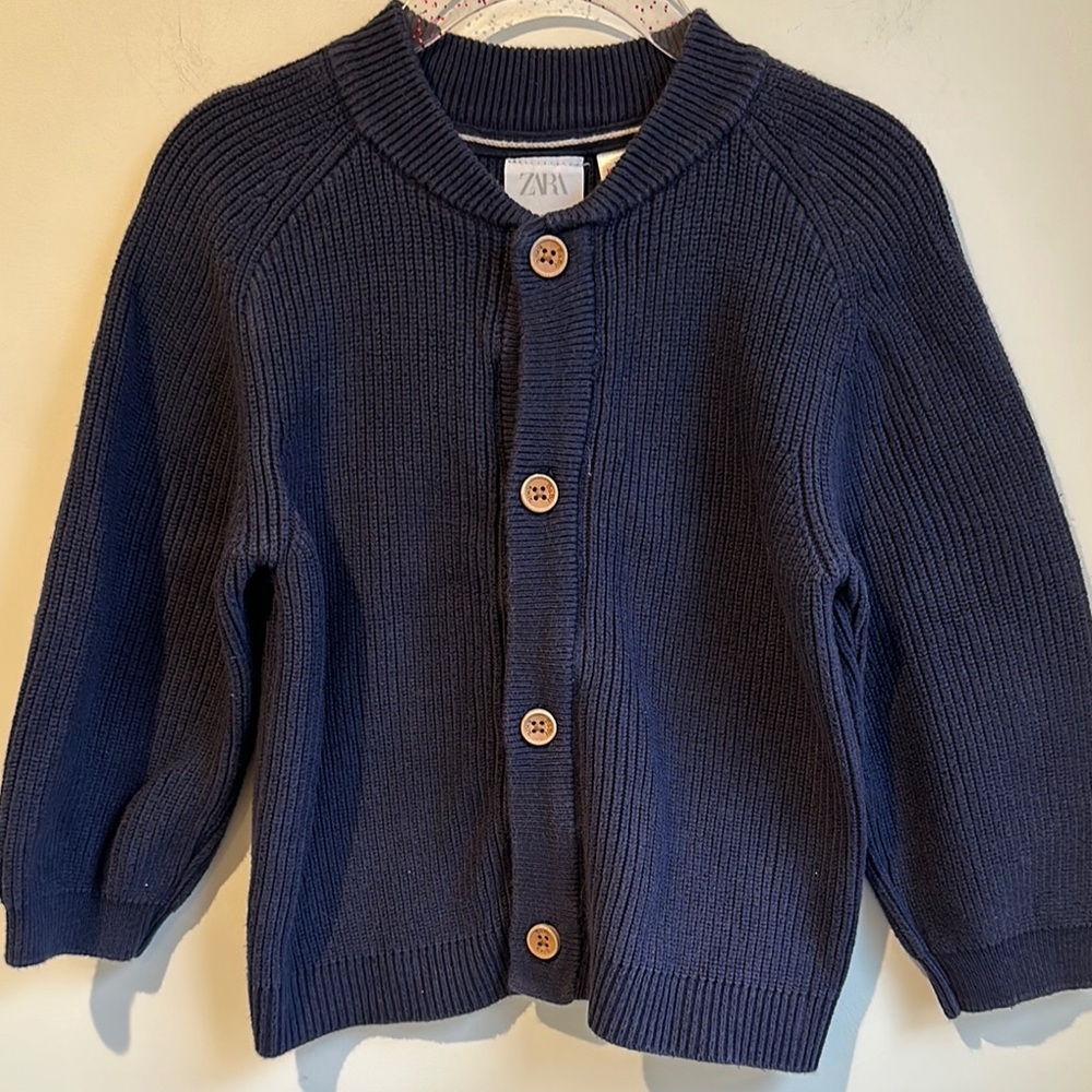 Zara Kids Navy Blue Knitted Cardigan